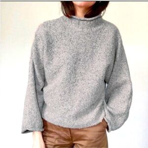 William Rast rolled mock neck chunky knit sweater gray size Large